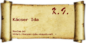 Kácser Ida névjegykártya