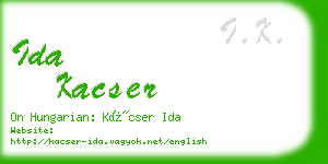 ida kacser business card